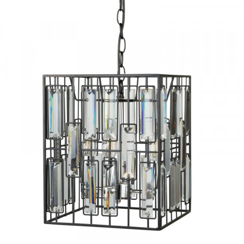 Suspension borg, noir et verre, 4 ampoules