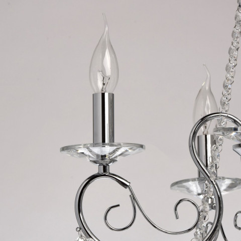 Suspension chromée crystal 5 ampoules 94 cm