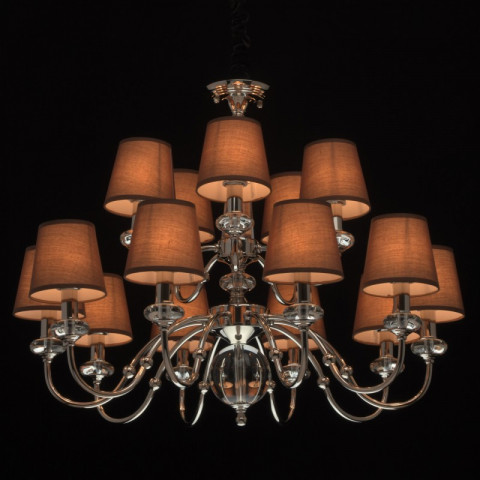 Suspension chromée elegance 15 ampoules 100 cm