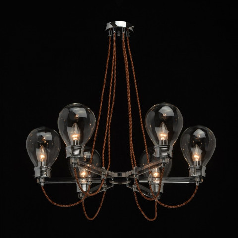 Suspension chromée loft 6 ampoules 72 cm