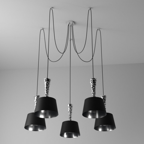 Suspension chromée megapolis 5 ampoules 240 cm