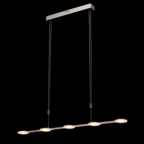 Suspension chromée techno 5 ampoules 165 cm