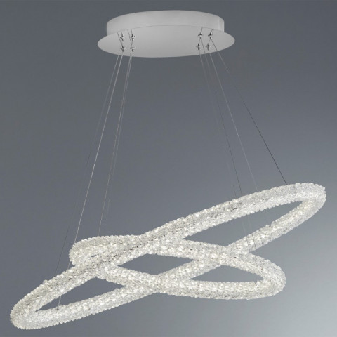 Suspension circle, en chrome et cristal, 83 cm