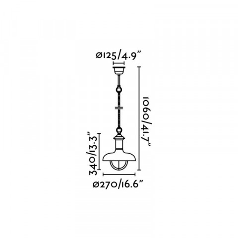 Suspension de jardin brun foncé estoril 1 ampoule h106 cm