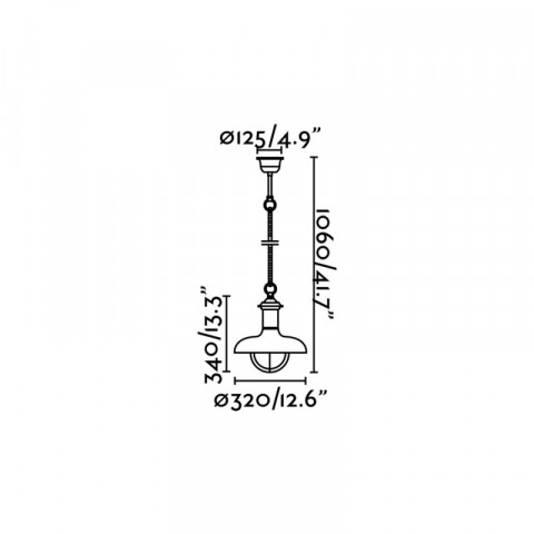 Suspension de jardin brun foncé estoril 1 ampoule