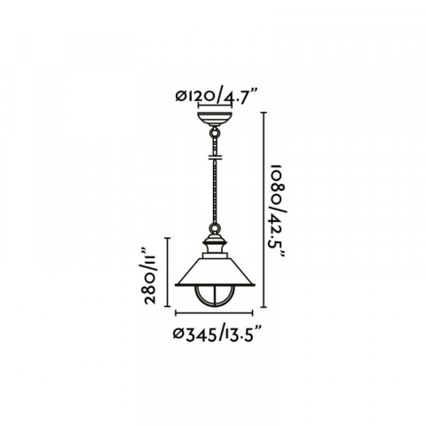 Suspension de jardin brun foncé nautica 1 ampoule