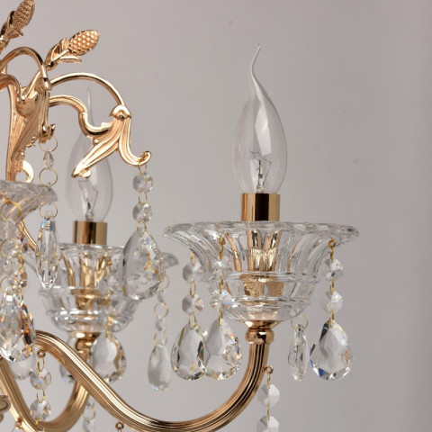 Suspension dorée crystal 5 ampoules 100 cm