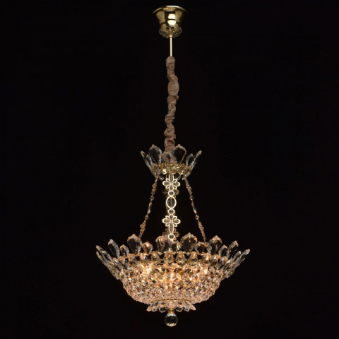 Suspension dorée crystal 6 ampoules 130 cm
