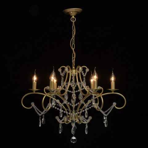 Suspension dorée crystal 6 ampoules 97 cm