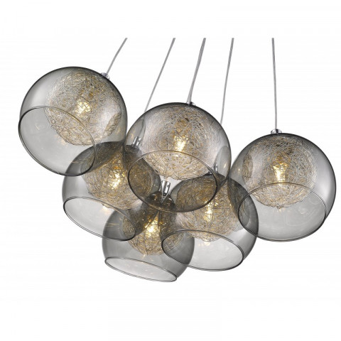 Suspension gris fumé shropshire 6 lumières