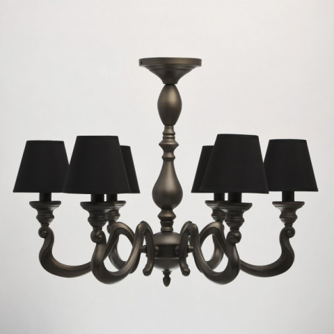 Suspension grise neoclassic 6 ampoules 97 cm