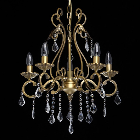 Suspension laiton elegance 5 ampoules 86 cm