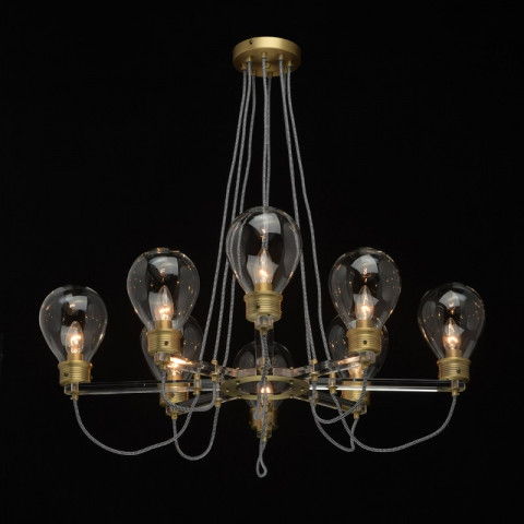Suspension laiton loft 8 ampoules 73 cm