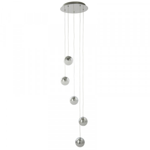 Suspension marbles, chrome et verre, 5 ampoules