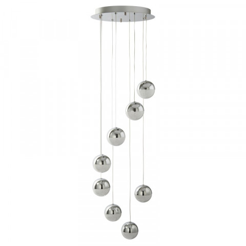 Suspension marbles, chrome et verre, 8 ampoules