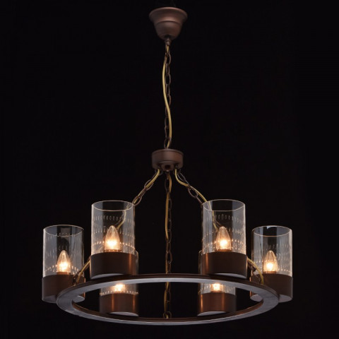Suspension marron country 6 ampoules 80 cm