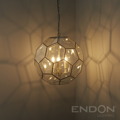 Suspension miele, laiton antique et verre