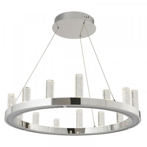 Suspension modern, chrome et acrylique, rond