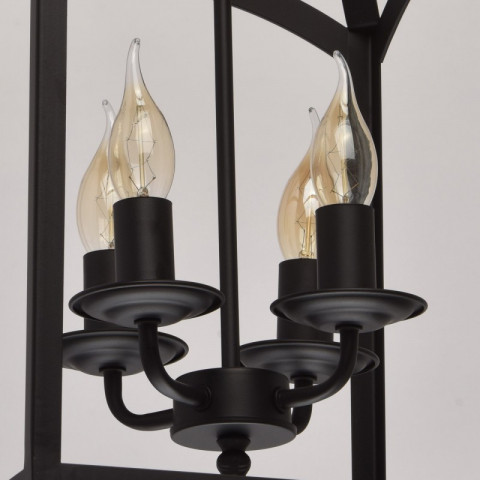 Suspension noire loft 4 ampoules 118 cm