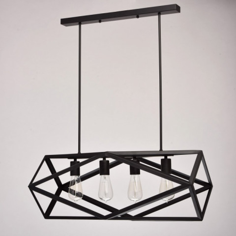 Suspension noire loft 4 ampoules 89 cm