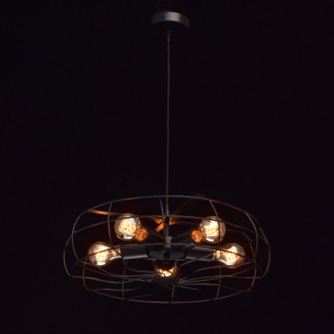 Suspension noire loft 5 ampoules 120 cm