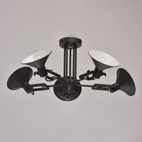Suspension noire loft 5 ampoules 35 cm