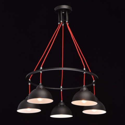 Suspension noire loft 5 ampoules 77 cm