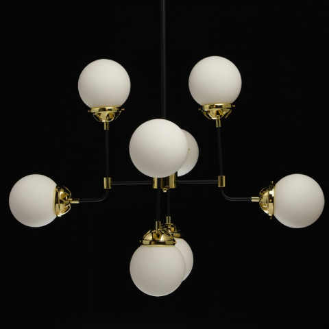 Suspension noire loft 8 ampoules 140 cm