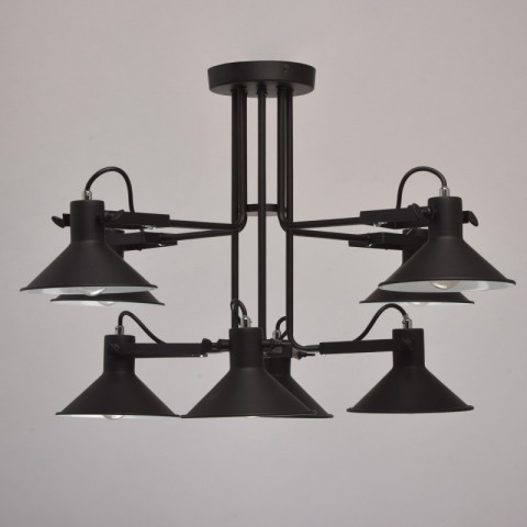 Suspension noire loft 8 ampoules 45 cm