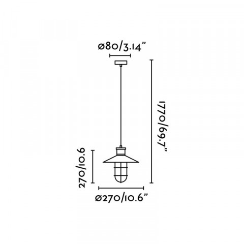 Suspension noire marina 1 ampoule