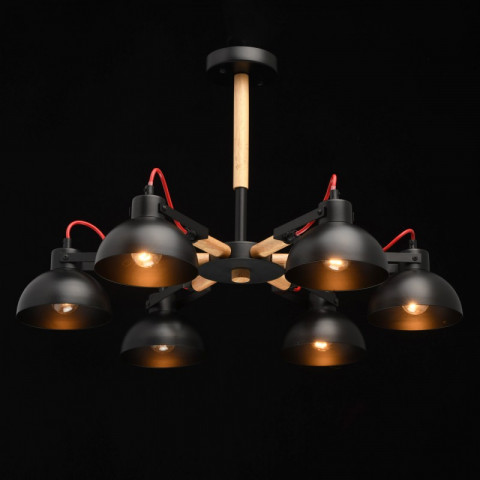 Suspension noire megapolis 6 ampoules 45 cm