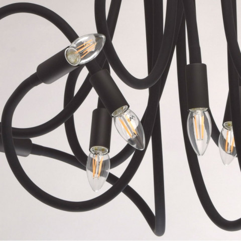 Suspension noire megapolis 9 ampoules 110 cm