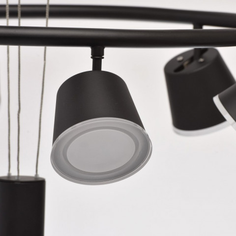 Suspension noire techno 6 ampoules 150 cm