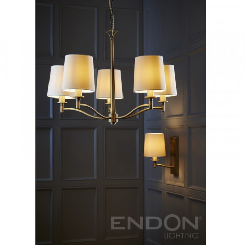 Suspension ortona, laiton antique, 5 ampoules