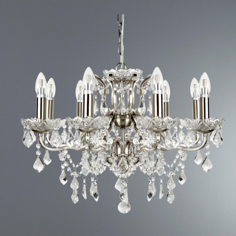 Suspension paris, argent satiné et cristal, 8 ampoules