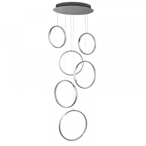 Suspension rings, en chrome et cristal, 6 anneaux