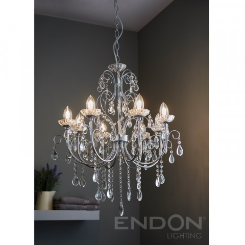 Suspension tabitha, chrome et cristal, 8 ampoules
