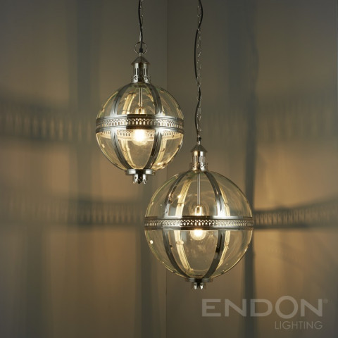 Suspension vienna, nickel et verre, 41 cm