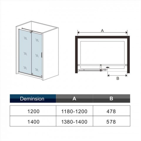 Porte de douche coulissante en verre anticalcaire 8 mm installation en niche - Dimensions au choix