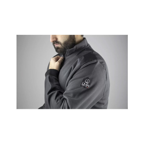 Sweat col camionneur bicolore - LMA - Gris/Noir - 8092-L