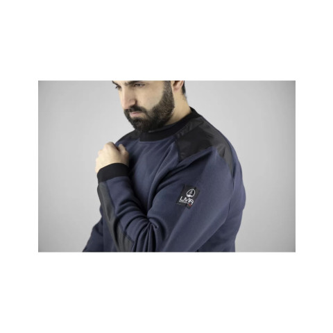 Sweat col rond bicolore - LMA - Bleu foncé/noir - 8087-L