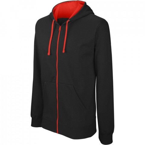 Sweat-shirt zippé capuche contrastée kariban homme - Coloris et taille au choix