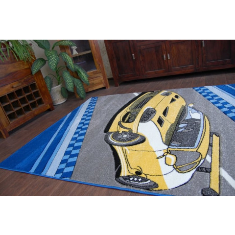 Tapis enfant joyeux c222 gris voiture - Dimension au choix