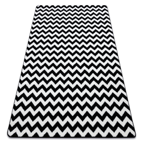 Tapis sketch - f561 crème et blanc - zigzag - Dimension au choix