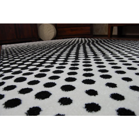 Tapis sketch - f762 crème et blanc - pois - Dimension au choix