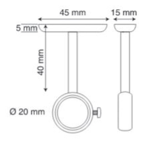 Support tube chromé Ø 20 mm MANART avec vis - M794CR+V