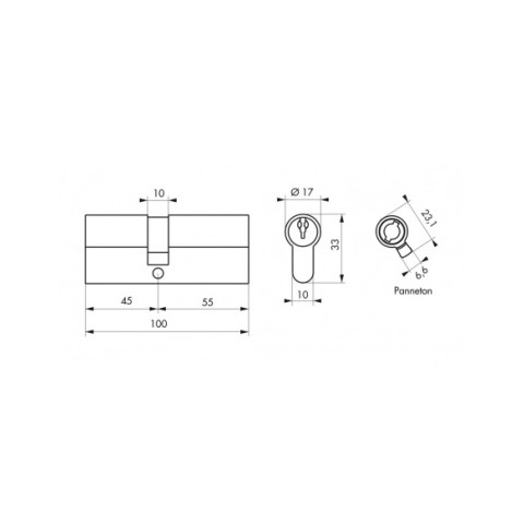 Cylindre de serrure double entrée SA, 45 x 55 mm, anti-arrachement, nickel, 3 clés - 1 pièce - THIRARD - 00016457