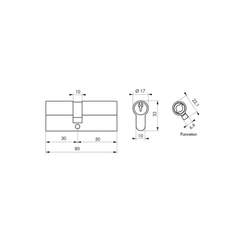 Cylindre de serrure à clé crantée Ecopro nickelé - 30 x 50 - Varié - THIRARD - 00007286