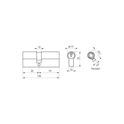 Cylindre de serrure à clé crantée Ecopro nickelé - 30 x 70 - Varié - THIRARD - 00007371