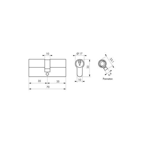 Cylindre de serrure à clé crantée Ecopro nickelé - 35 x 35 - Varié - THIRARD - 00007268